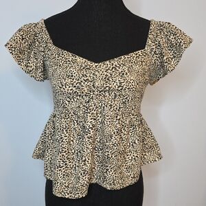 Stylish Leopard Print Peplum Blouse